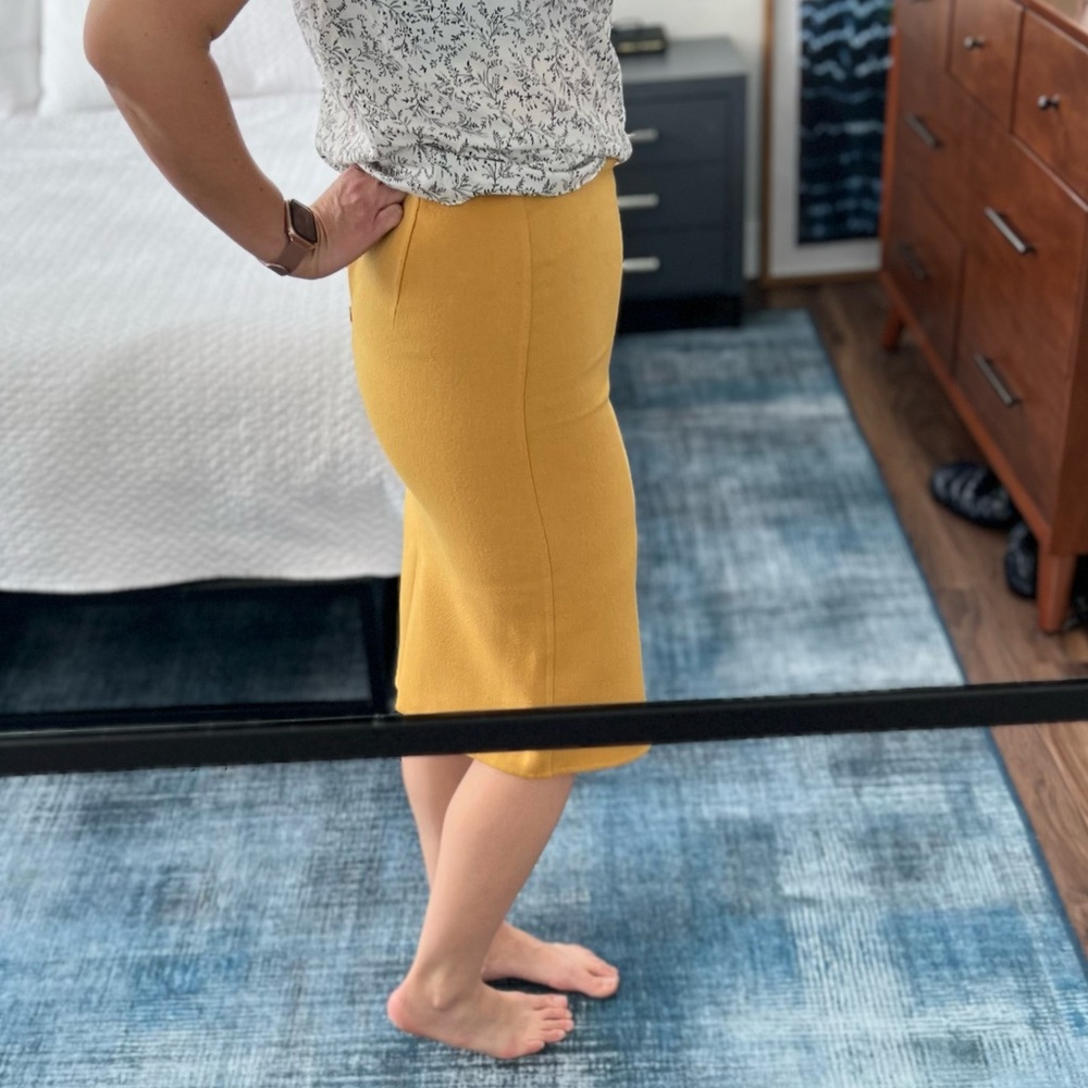 MAX MARA Yellow Wool Pencil Skirt